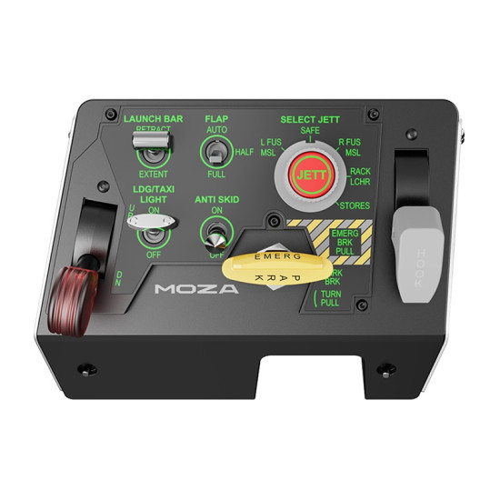 MOZA Racing MTLP AS009 Takeoff & Landing Panel MOZA Racing MTLP AS009 takeoff and landing panel with F/A-18 switch layout, dynamic backlighting, and aluminium construction