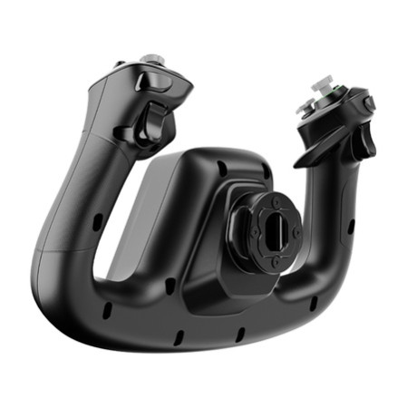 MOZA MFY Yoke AS012 PC flight simulator yoke with RGB backlighting, magnetic panels, and aluminium quick-release mechanism