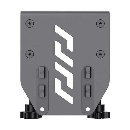 MOZA AS004 steel desk clamps for AB9 wheelbase, showing adjustable C-mount holders for top and under-desk mounting