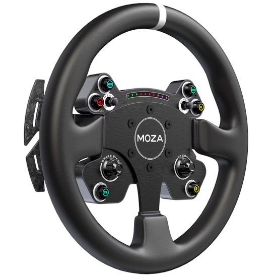 MOZA CS V2P RS057 Sim Racing Volan PC MOZA CS V2P RS057 volan za sim racing s aluminijskim okvirom i RGB zaslonom mjenjača, pogled sprijeda