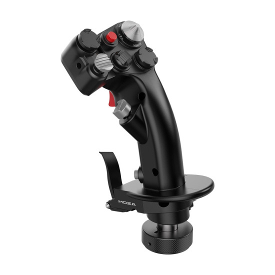 MOZA MH16 AS002 Flightstick aircraft control stick made from aluminium alloy with detachable expansion modules and multiple input buttons