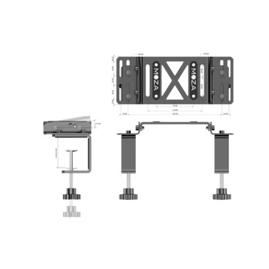 MOZA RS12 stolna stezaljka R5, R9, R12 MOZA RS12 crna stolna stezaljka od CNC čelika za baze volana R5, R9 i R12, dimenzije 257 x 27 x 100 mm