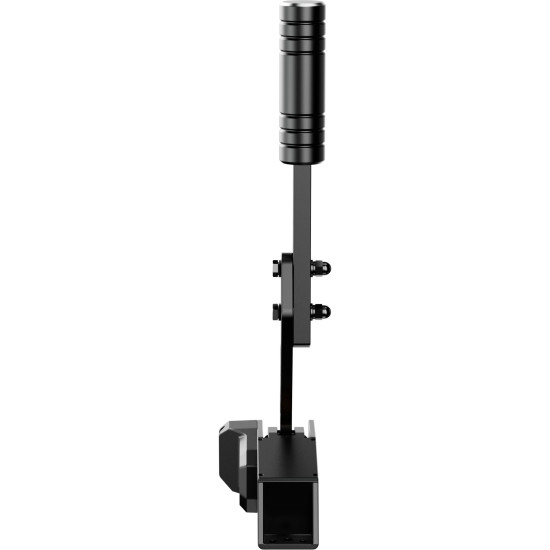 MOZA HBP RS31 sim racing handbrake in anodised aluminium with adjustable handle, shown mounted vertically