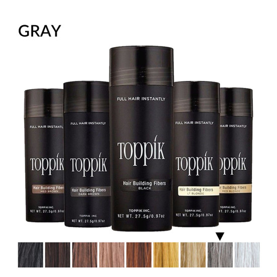 Toppik Hair Fiber large bottle in Grey, 27.5g size, keratin-based hair building fibers for thinning or sparse hair