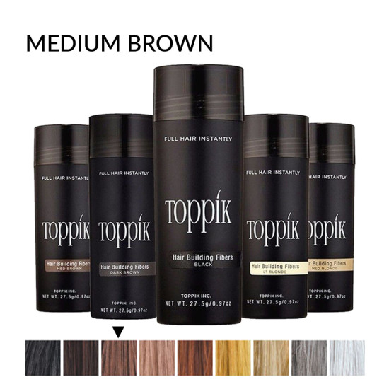 Toppik Hair Fiber Medium Brown large 27.5g bottle of keratin hair building fibers for thinning hair, suitable for men and women